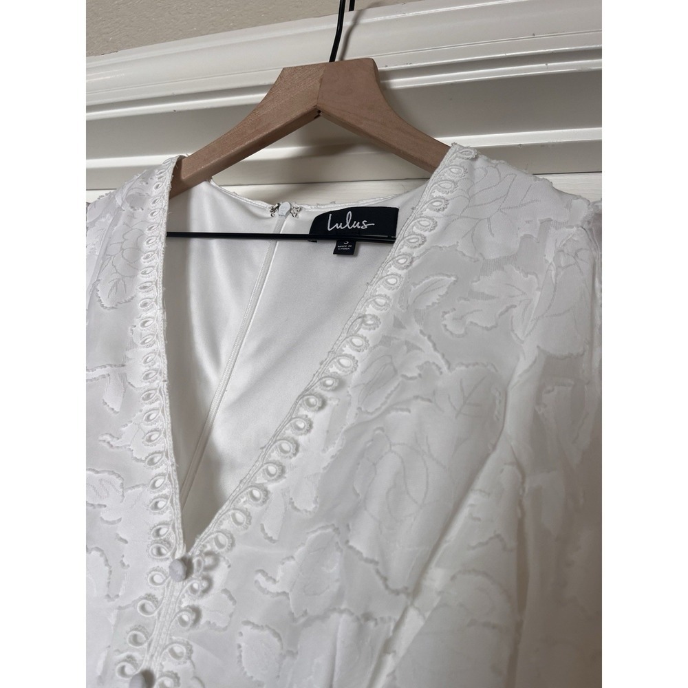 Lulu's All Over Floral Cut Out Button Mini Bridal Wedding Bachelorette Dress S - Picture 3 of 9